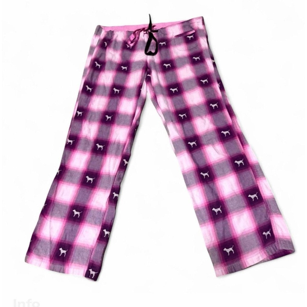 Vintage 2006 Victoria's Secret PINK Plaid Dog Pajama Lounge Pants M Y2K